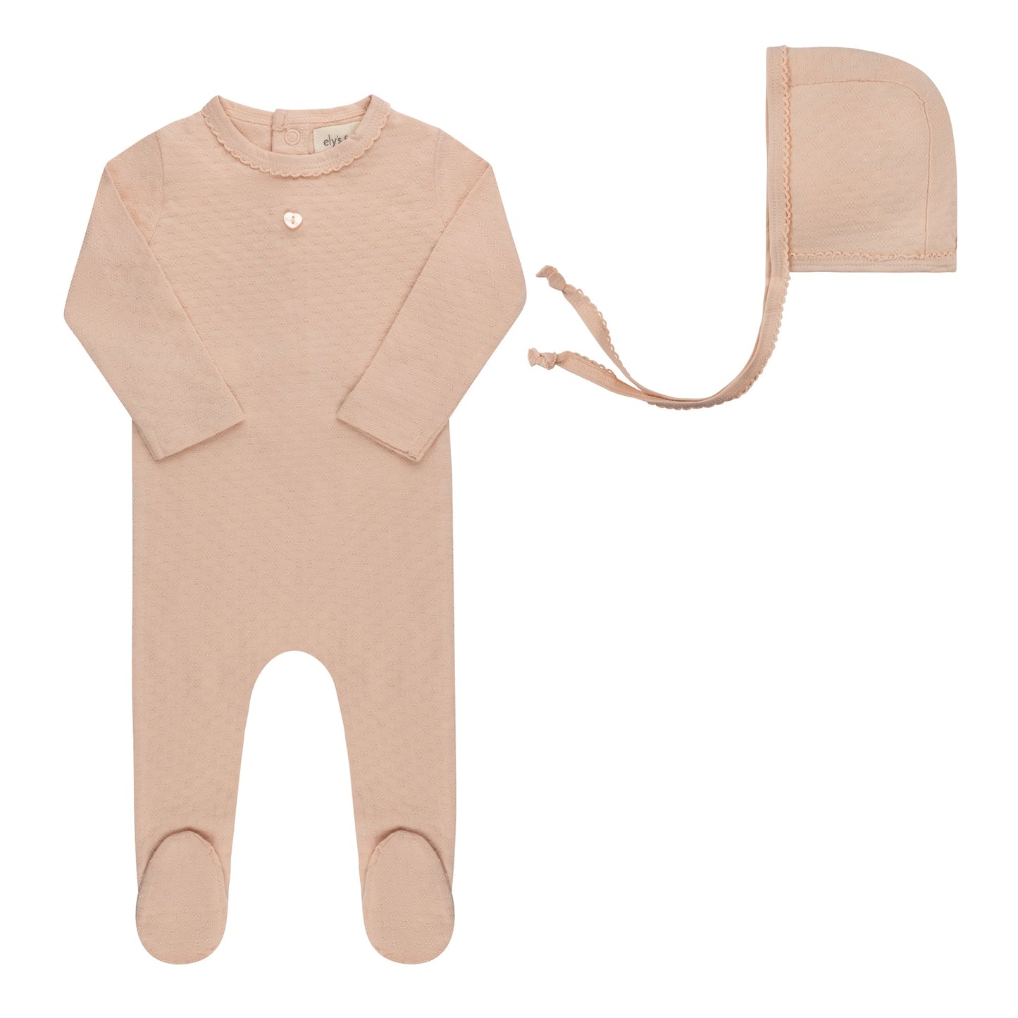Ely's & Co Pointelle Heart Footie & Bonnet (girl)