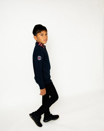 3 Buttons Sweatshirt Plaid Polo