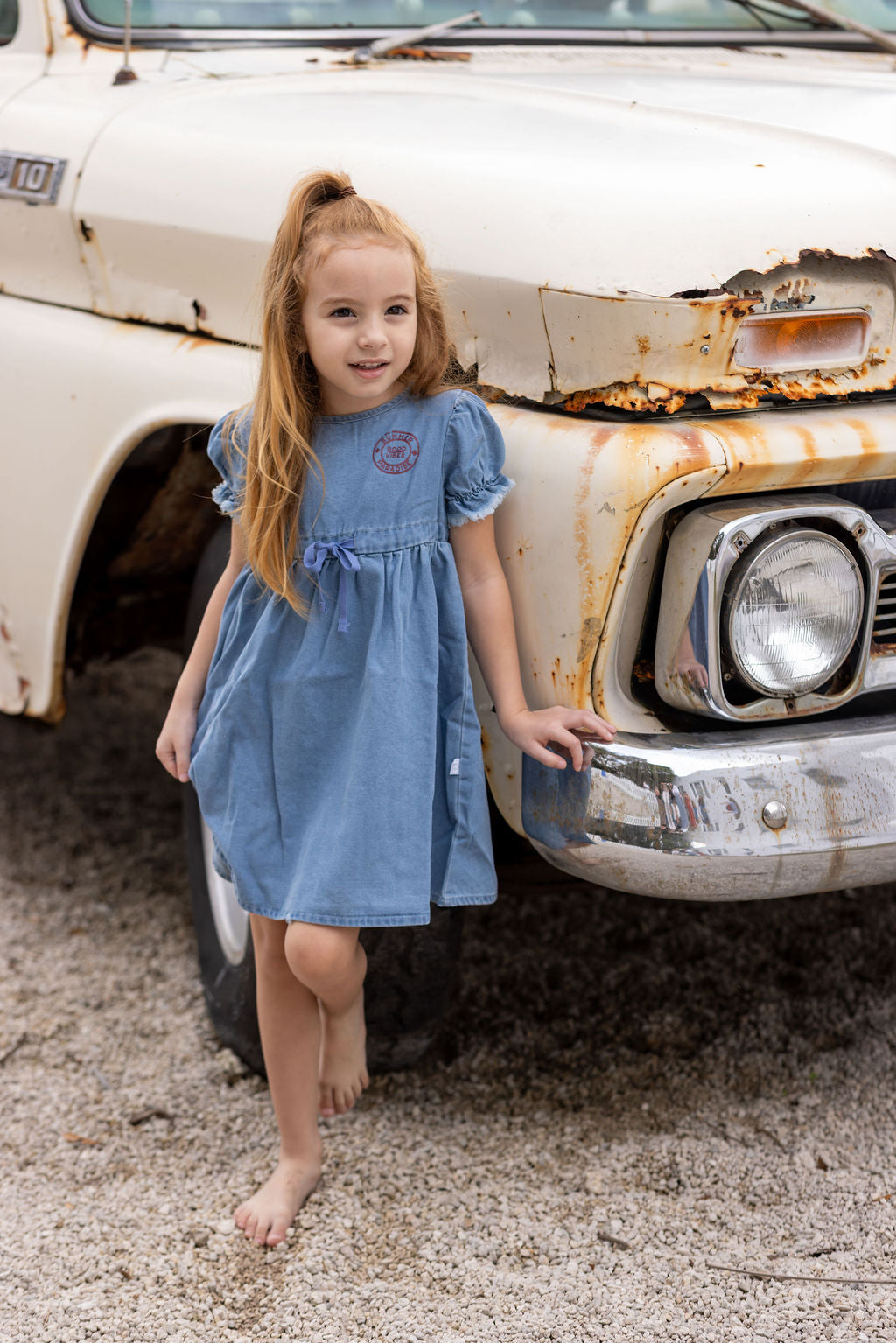 Pouf Denim Dress Short Sleeve