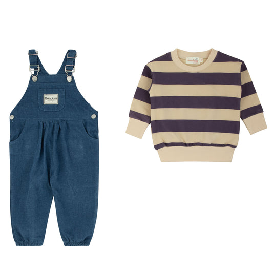 Bondoux Striped 2 Pcs Romper Set (g)