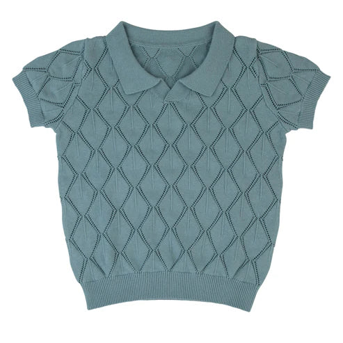Rompp Diamond Pointelle Short Sleeve Sweater