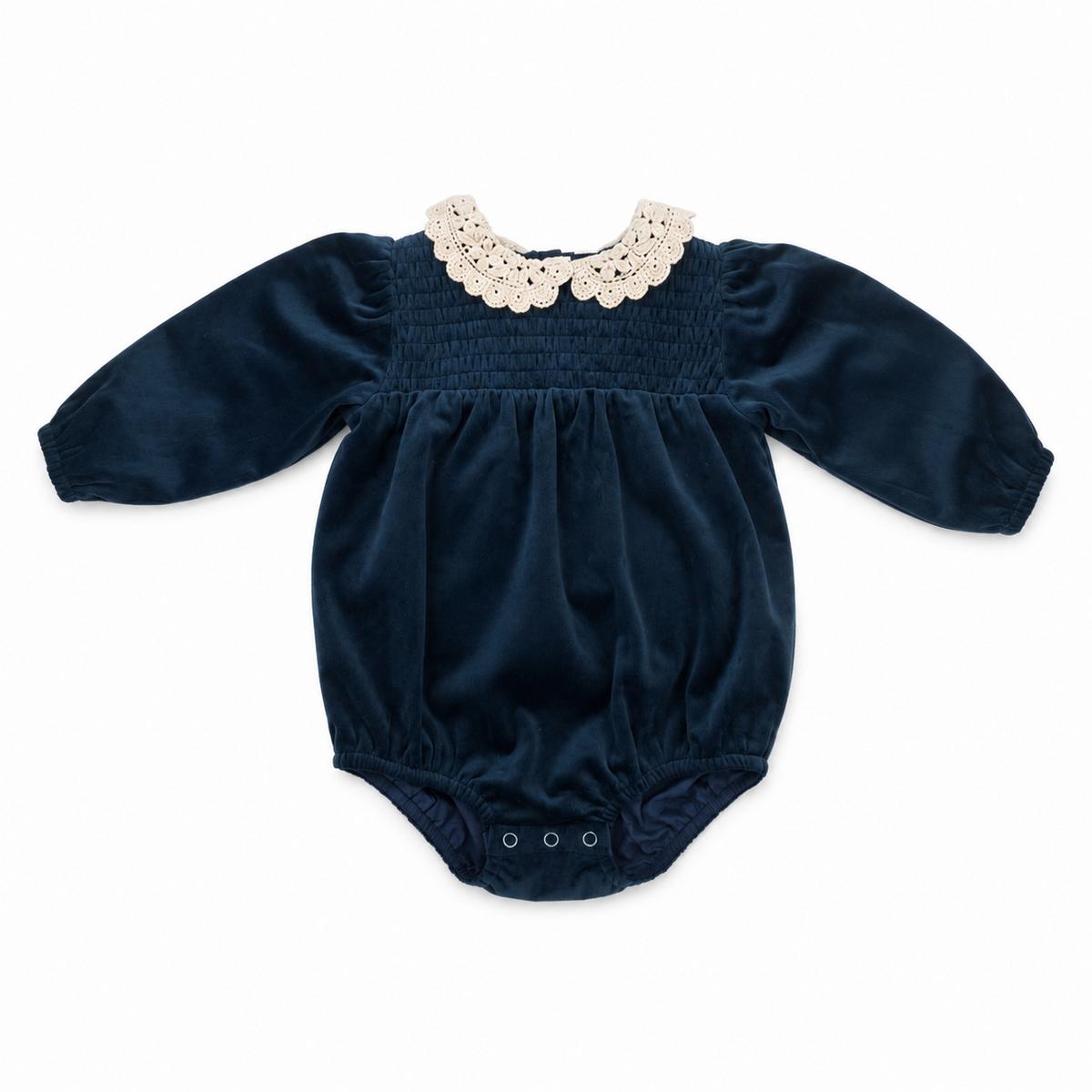Teela Navy Velvet Romper
