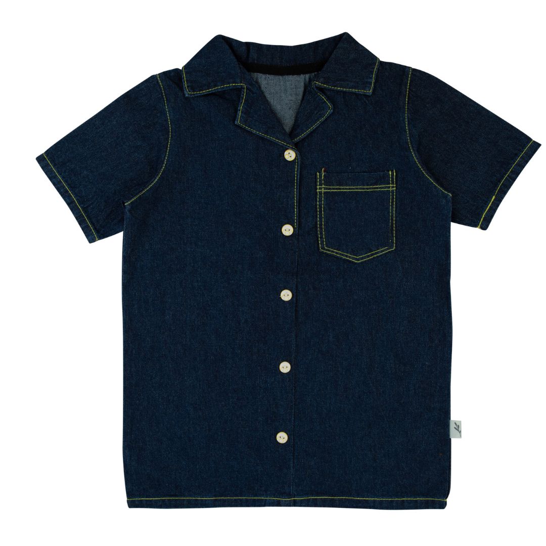 Bondoux Denim & Yellow Boys Top Short Sleeve