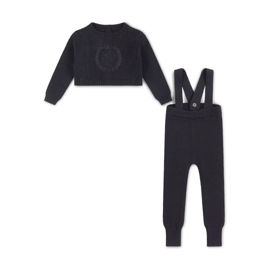 Moka Embroidered Suspender Set Boy