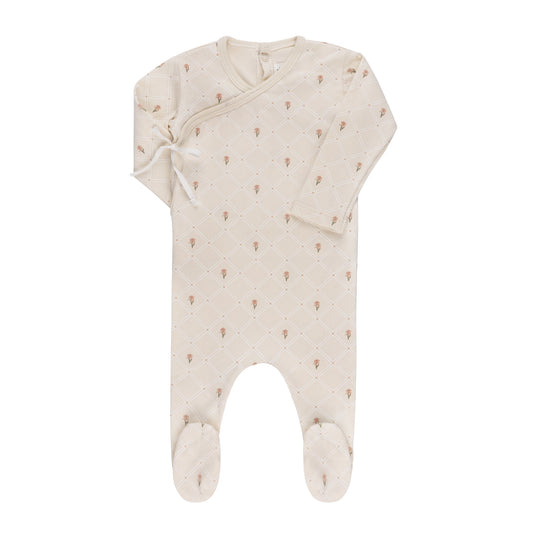 Ely's & Co Jersey Cotton Floral Grid Footie (girl)