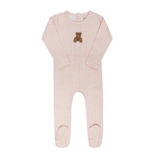 Ely's & Co Gingham Teddy Girl Footie