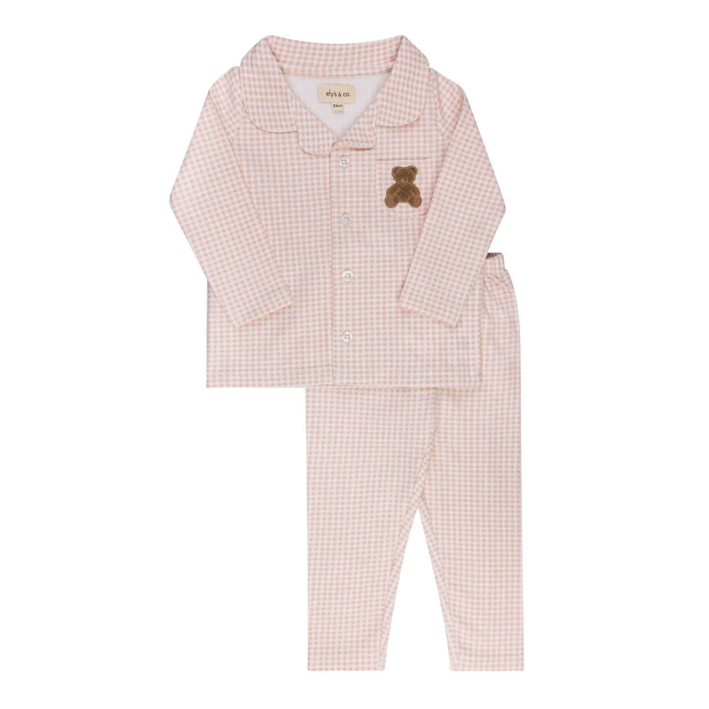 Ely's & Co Gingham Teddy Girl Pajamas