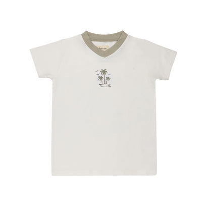 Ely's & Co Ribbed Printed Palm Vneck Tee