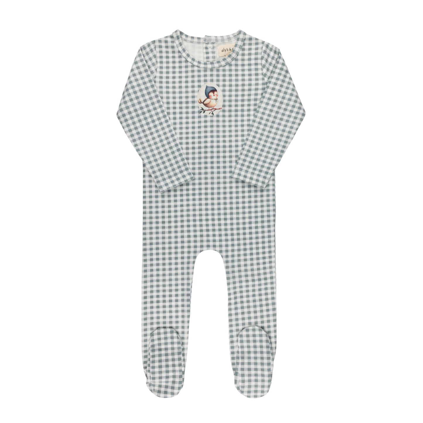 Ely's & Co. Cotton Owl Gingham Footie
