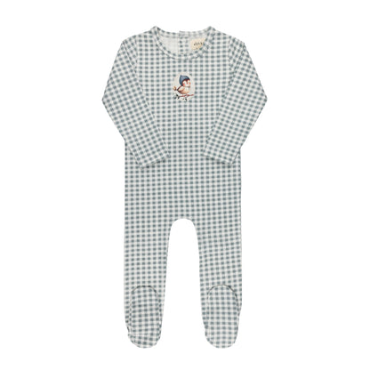 Ely's & Co. Cotton Owl Gingham Footie