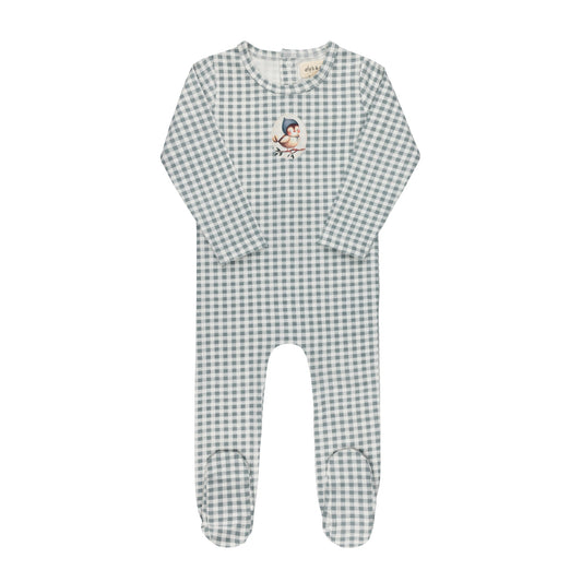 Ely's & Co. Cotton Owl Gingham Footie