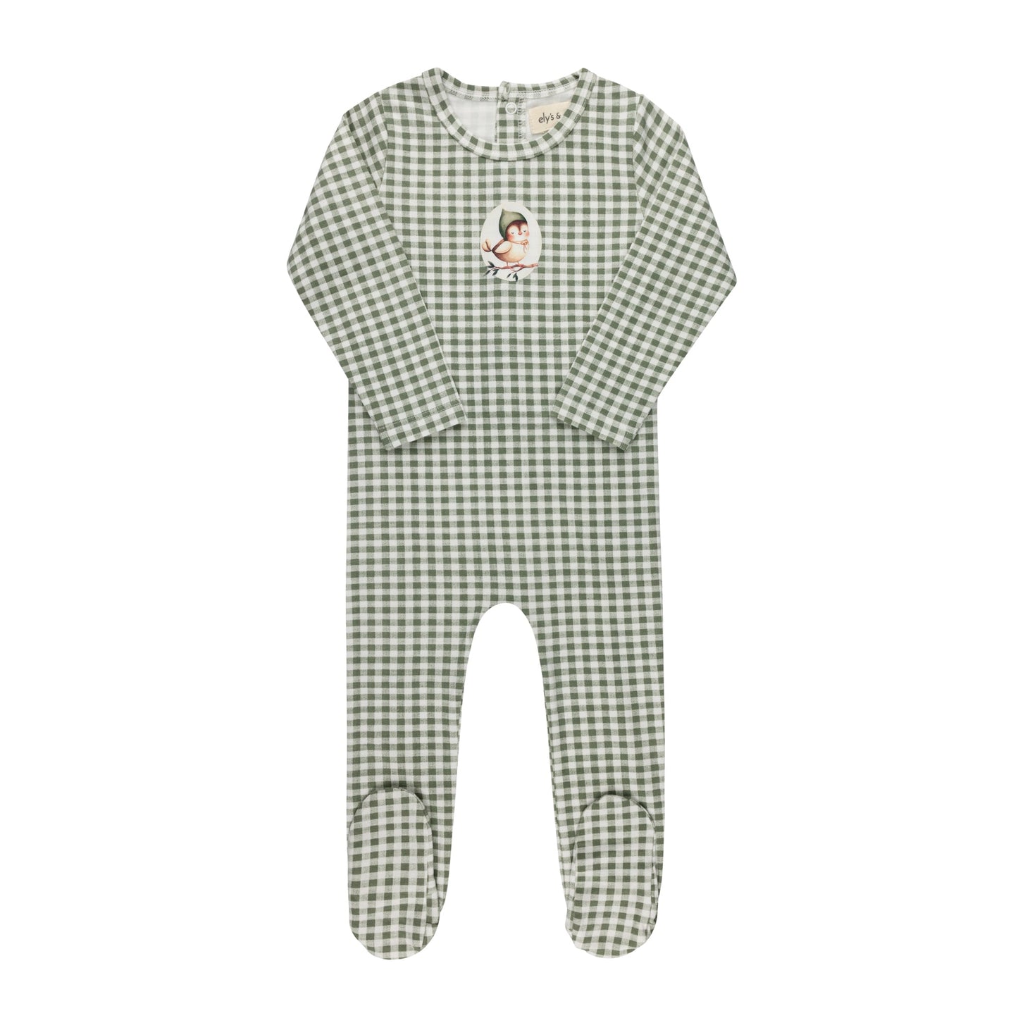 Ely's & Co. Cotton Owl Gingham Footie