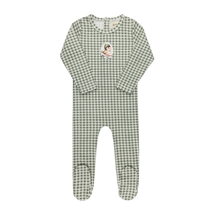 Ely's & Co. Cotton Owl Gingham Footie