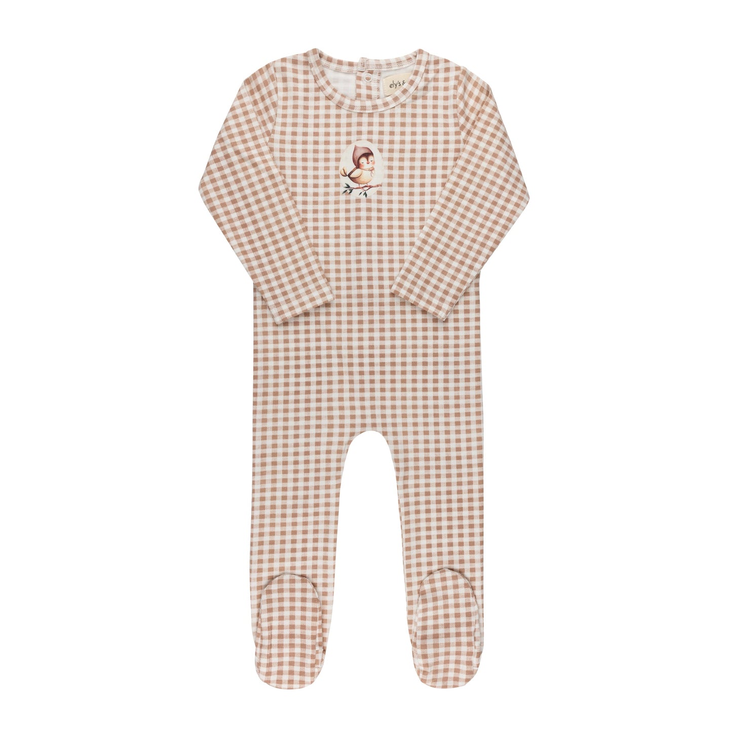 Ely's & Co. Cotton Owl Gingham Footie (girl)
