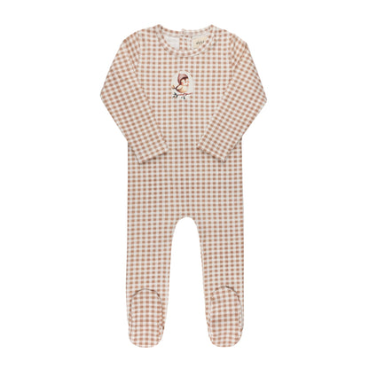 Ely's & Co. Cotton Owl Gingham Footie (girl)