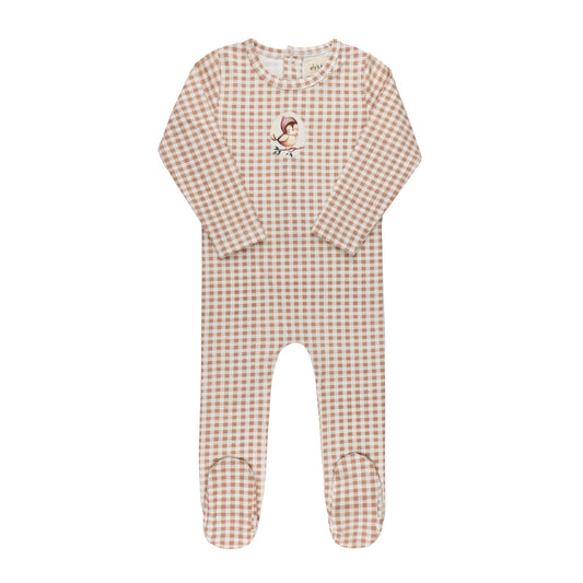 Ely's & Co. Cotton Owl Gingham Footie (girl)