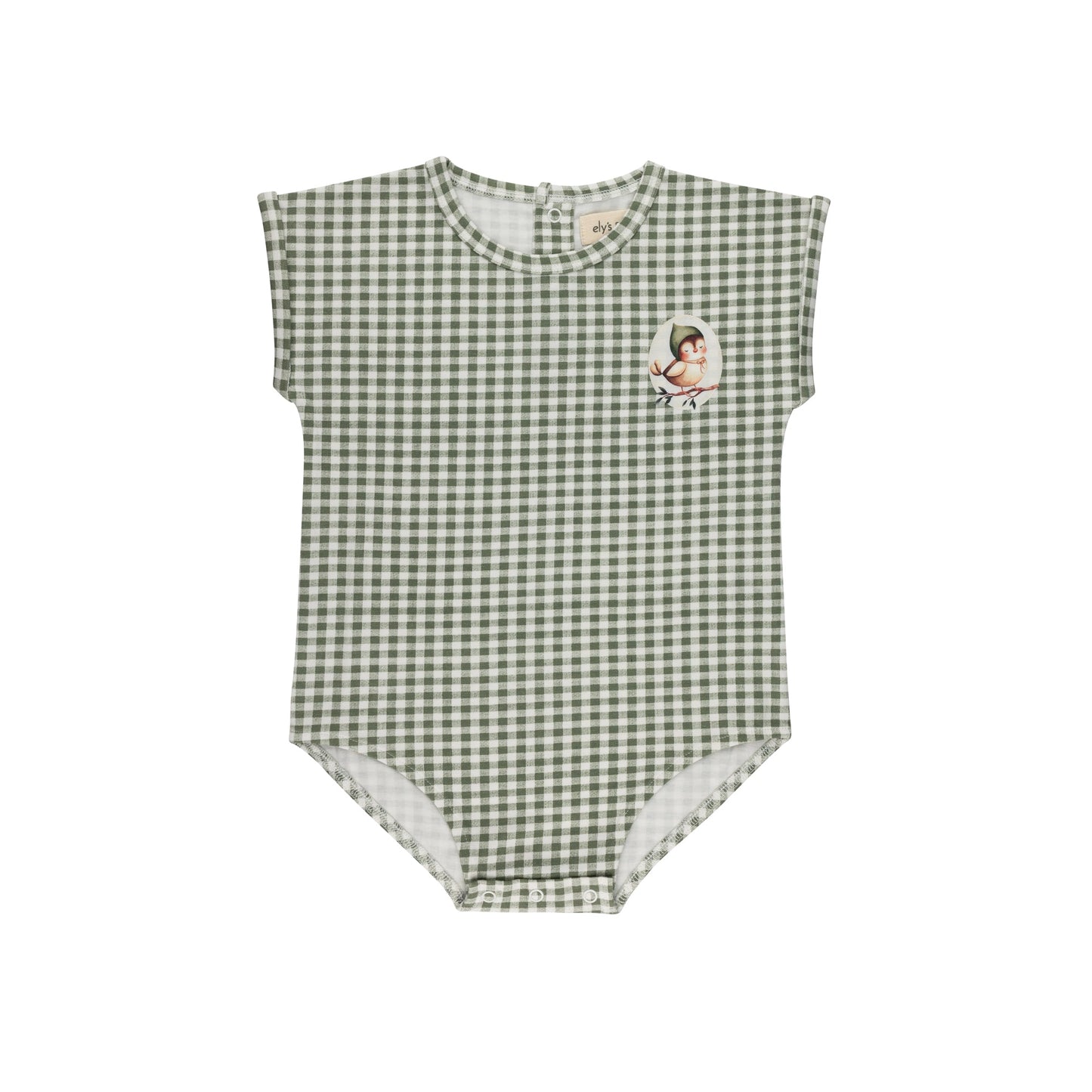 Ely's & Co. Cotton Owl Gingham Romper