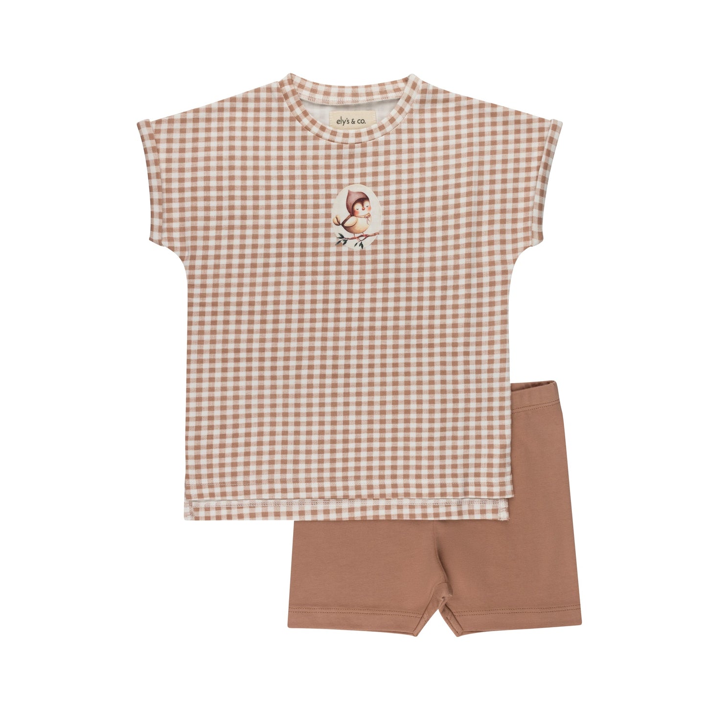 Ely's & Co. Cotton Owl Gingham 2pc Set (girl)