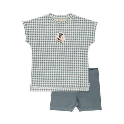 Ely's & Co. Cotton Owl Gingham Tee and Shorts