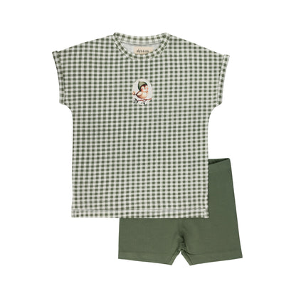 Ely's & Co. Cotton Owl Gingham Tee and Shorts