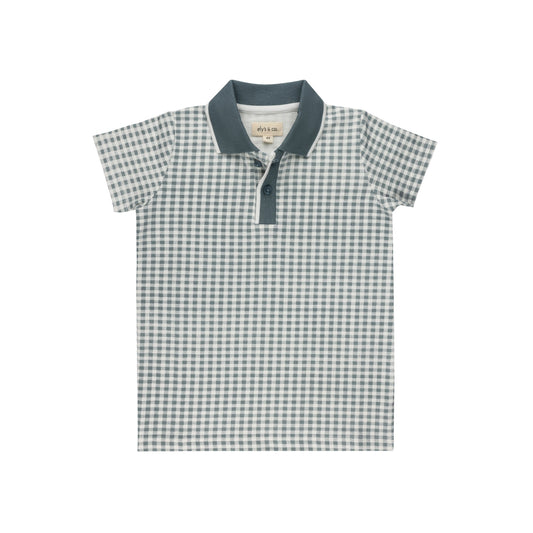 Ely's & Co. Jersey Cotton Owl Gingham Polo
