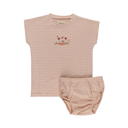 Ely's & Co Floral Stripe Tshirt & Bloomer
