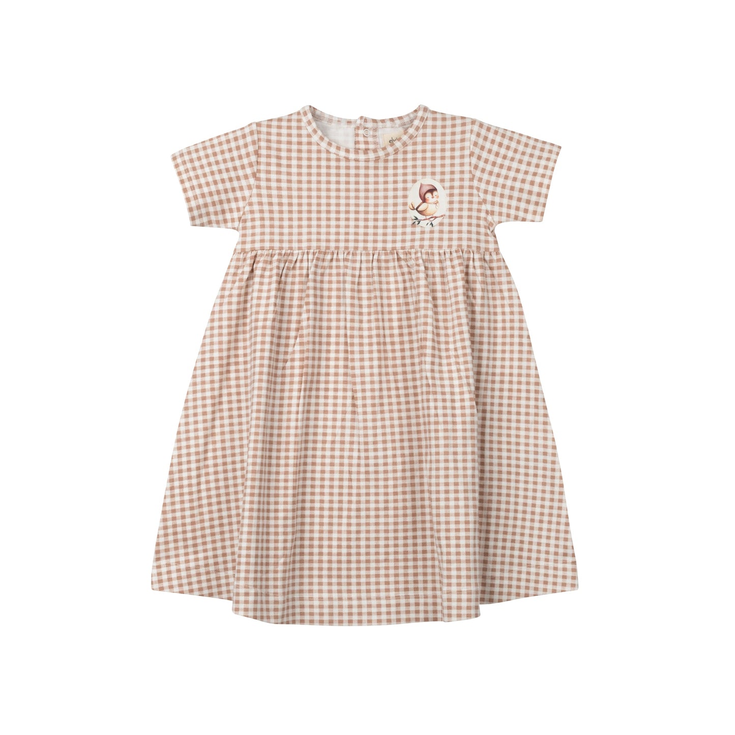 Ely's & Co. Cotton Owl Gingham Short Sleeve Dress