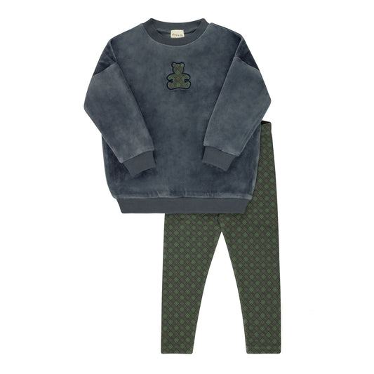 Ely's & Co Velour Plaid Bear 2pc set