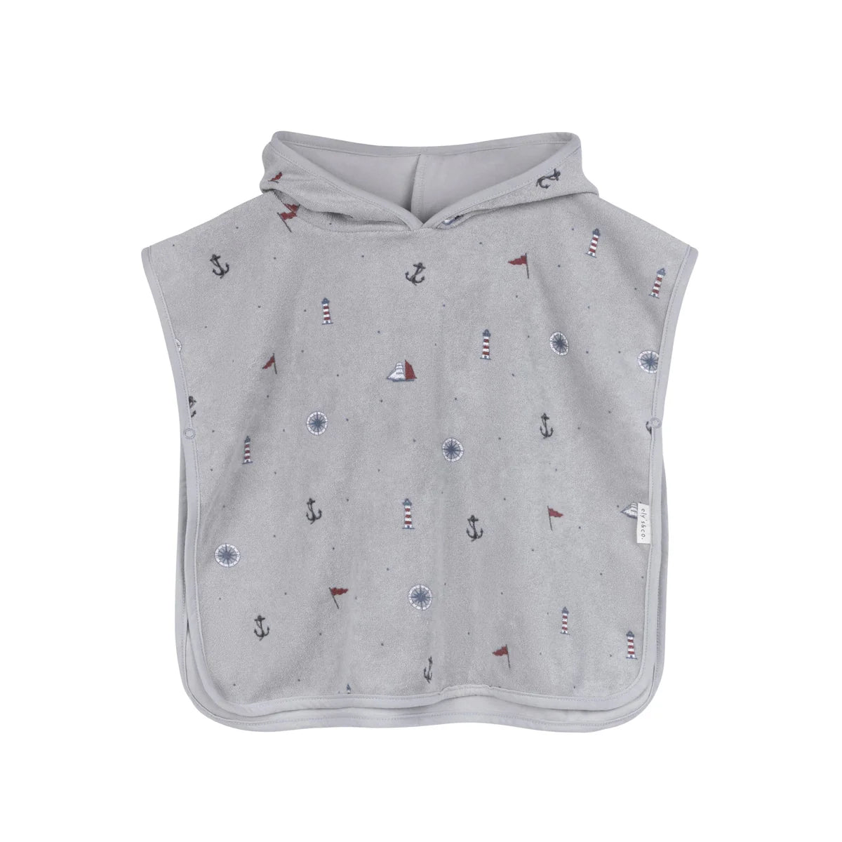 Ely's & Co Printed Terry Hooded Poncho (Blue, 2t-3t)