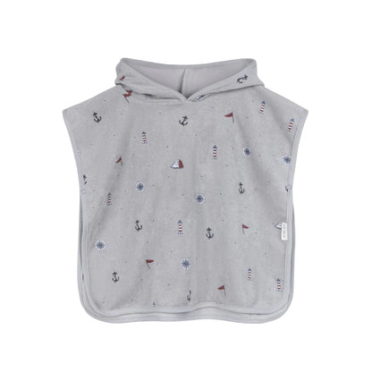 Ely's & Co Printed Terry Hooded Poncho (Blue, 2t-3t)