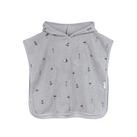 Ely's & Co Printed Terry Hooded Poncho (Blue, 2t-3t)