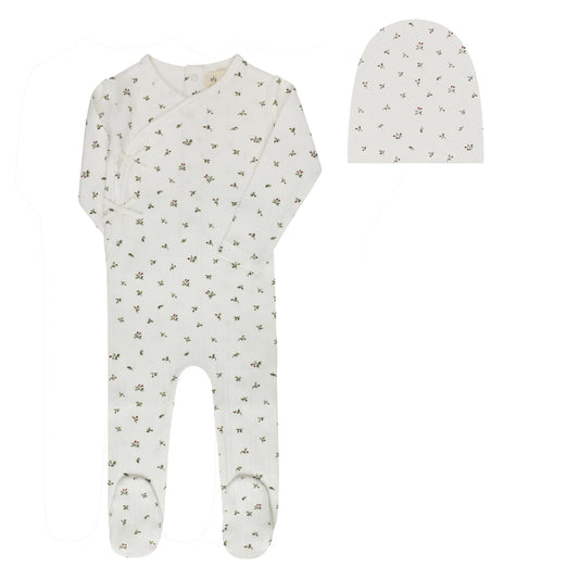 Ely's & Co Floral Pointelle Footie & Beanie (g)
