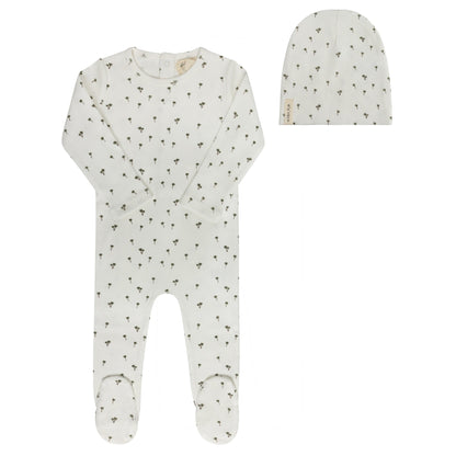 Ely's & Co Ribbed Printed Palm Footie & Beanie