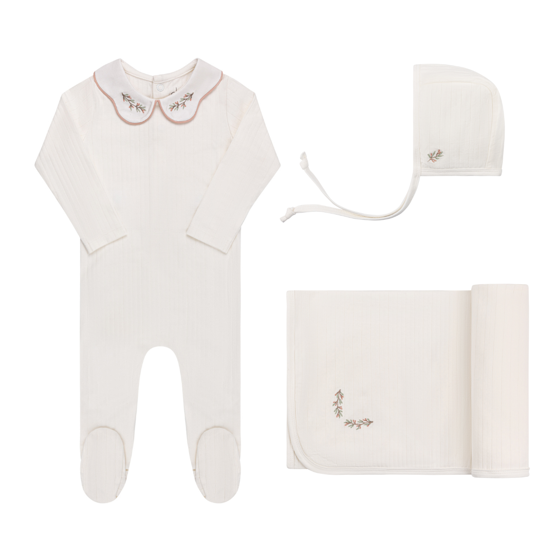 Ely's & Co Cotton Wide Rib Embroidered 3pc Set