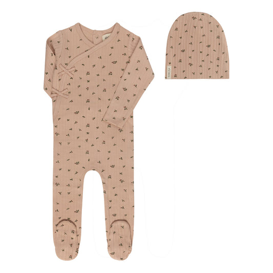 Ely's & Co Floral Pointelle Footie & Beanie (girl)
