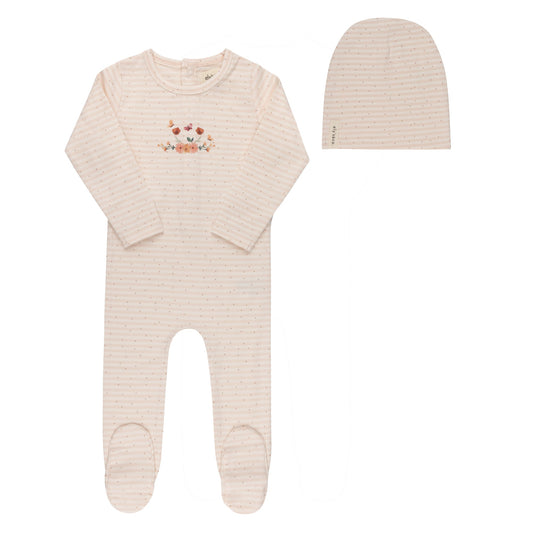 Ely's & Co Floral Stripe Footie & Beanie (girl)