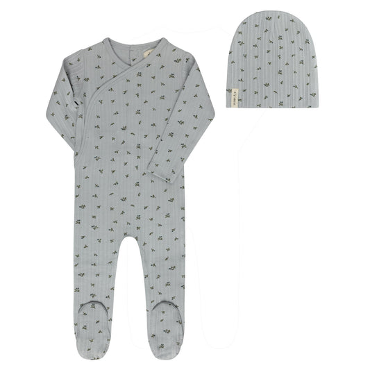 Ely's & Co Floral Pointelle Footie & Beanie