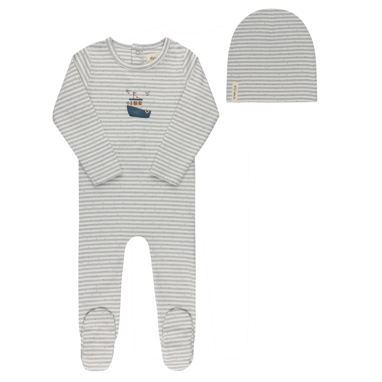 Ely's & Co Nautical Stripe Footie & Beanie