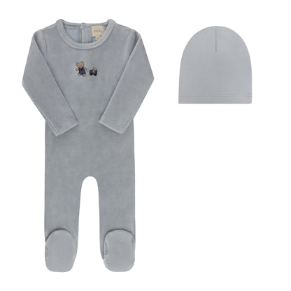 Aurora Embroidered Bear Footie & Beanie