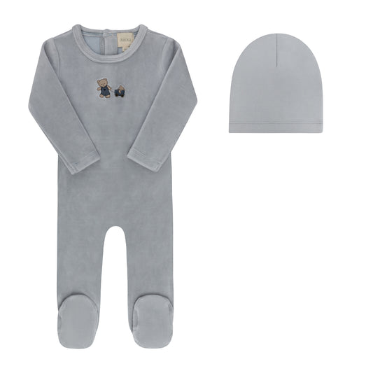 Aurora Embroidered Bear Footie & Beanie