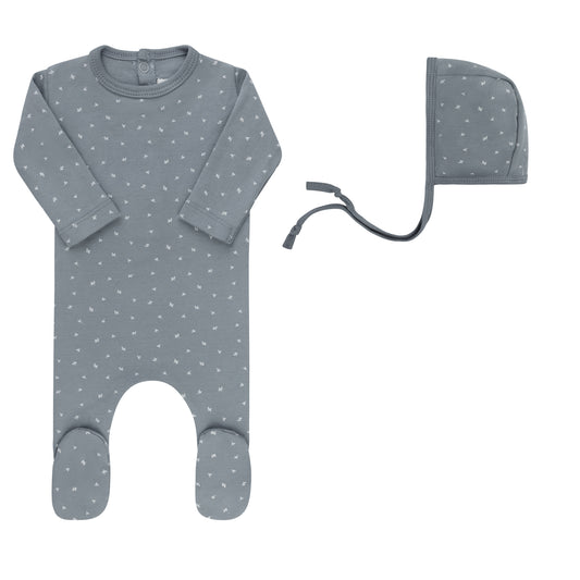 Aurora Floral Leaf Footie & Bonnet
