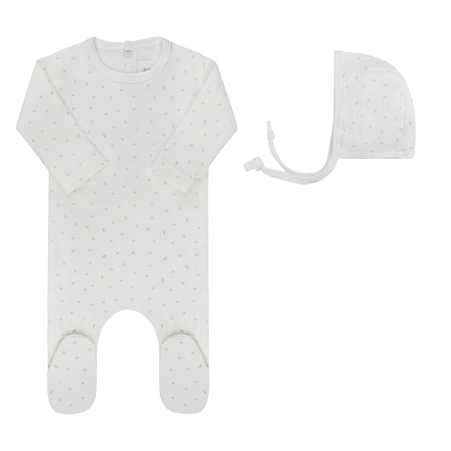 Aurora Floral Leaf Footie & Bonnet