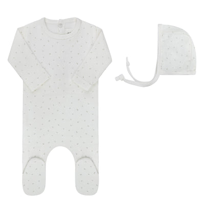 Aurora Floral Leaf Footie & Bonnet