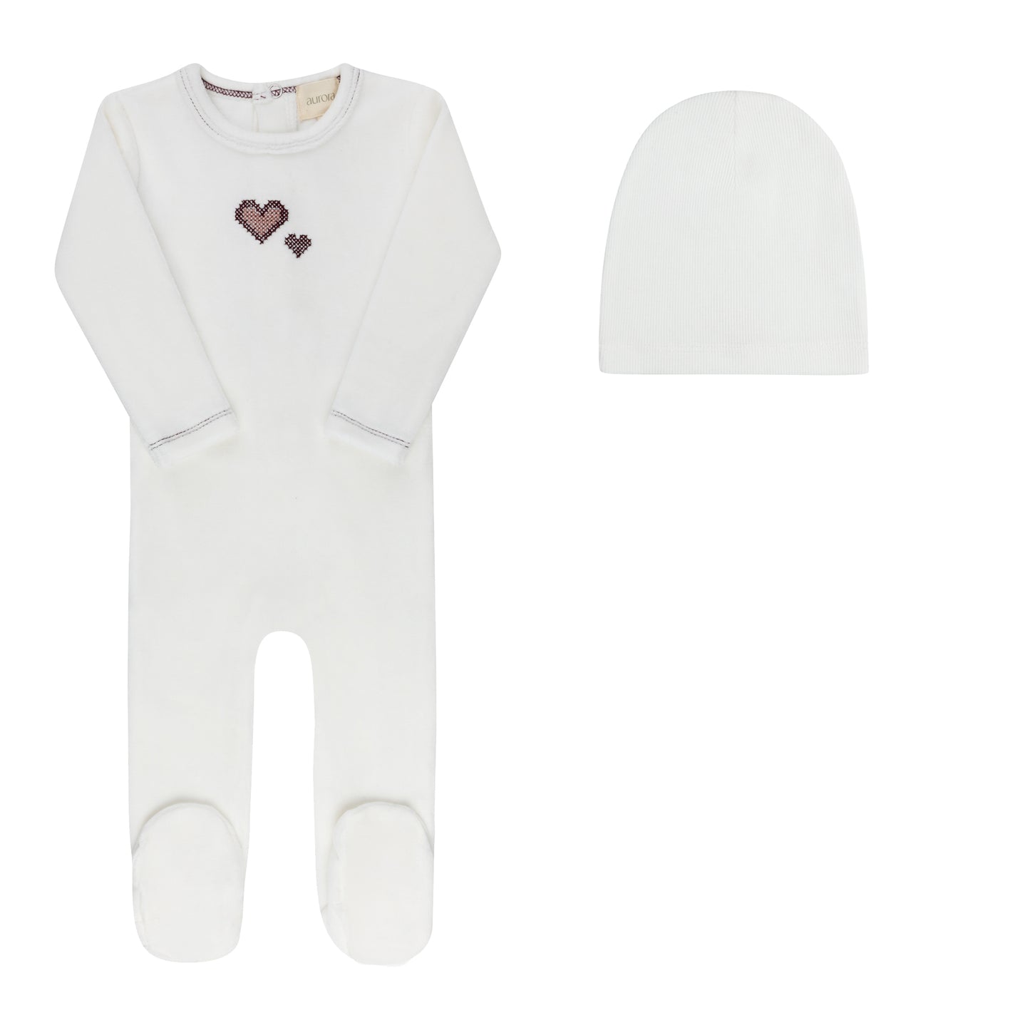 Aurora Cross Stitch Footie & Beanie (g)