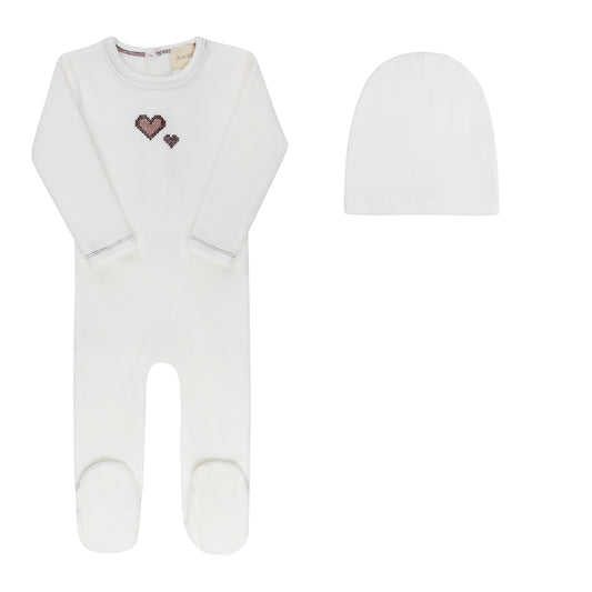 Aurora Cross Stitch Footie & Beanie (g)