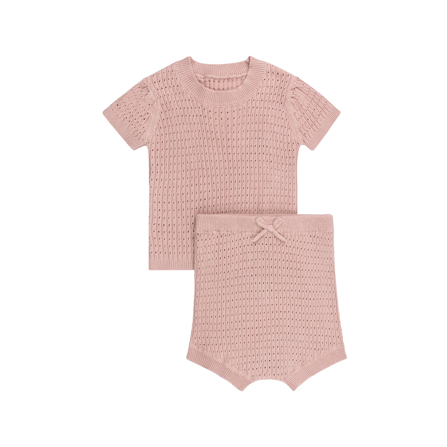 Tricot Pointelle Knit Short Outfit (girl)