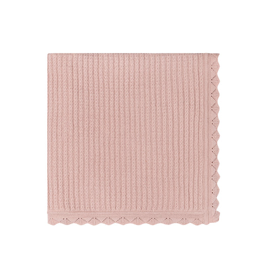 Tricot Pointelle Knit Blanket (Pink)