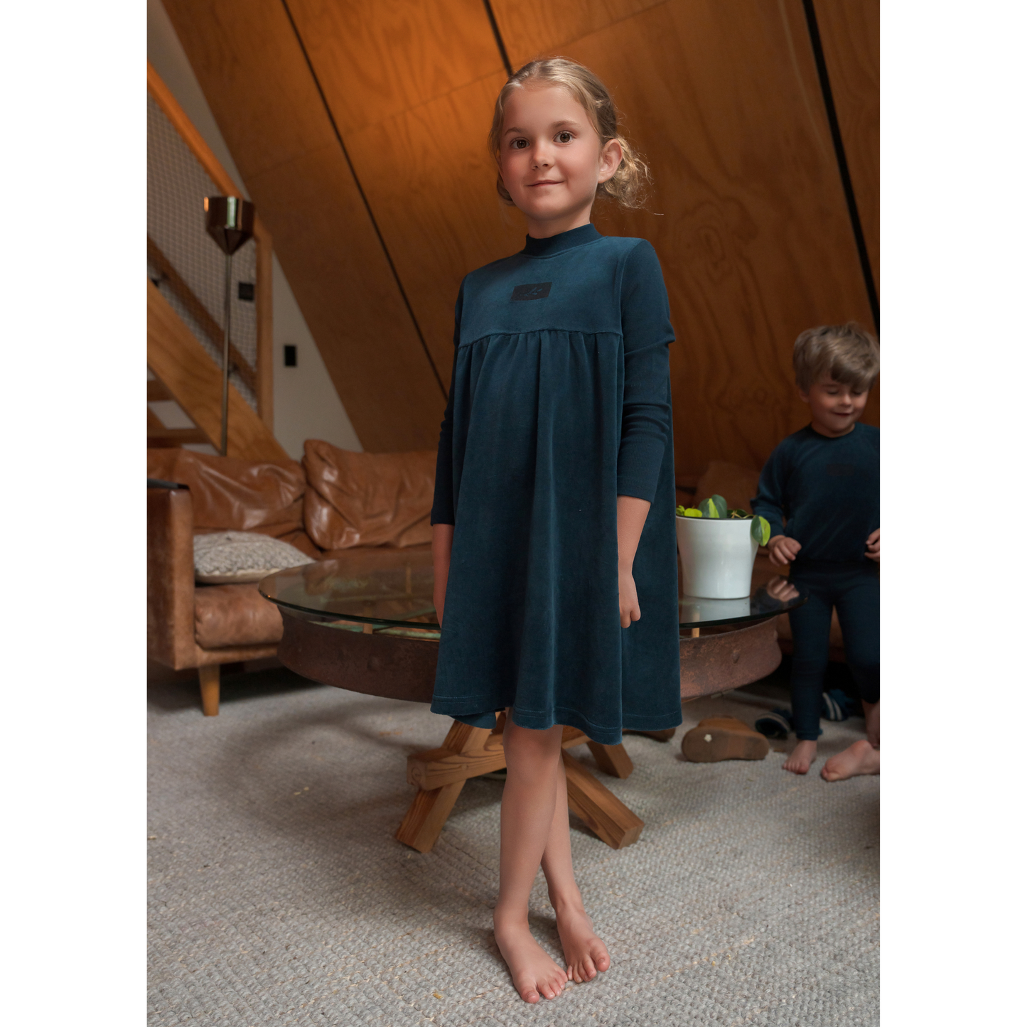 Bondoux Logo Velour Dress