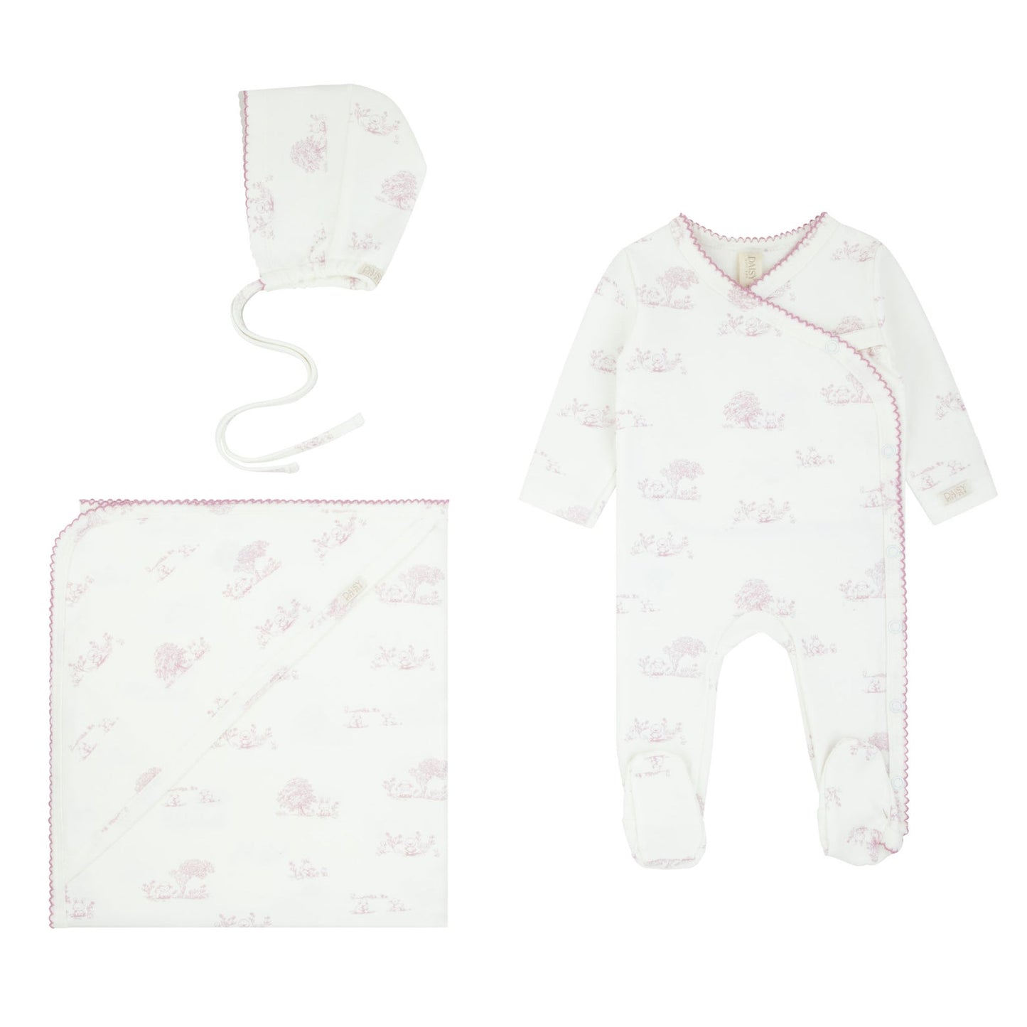 Daisy Toile Kimono Layette Set (girl)