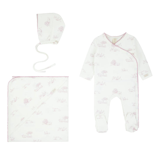 Daisy Toile Kimono Layette Set (girl)